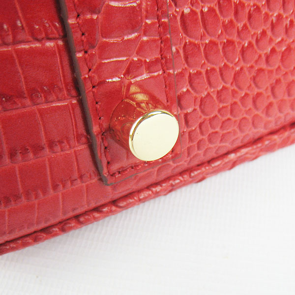 High Quality Fake Hermes Birkin 35CM Crocodile Head Veins Leather Bag Red 6089 - Click Image to Close